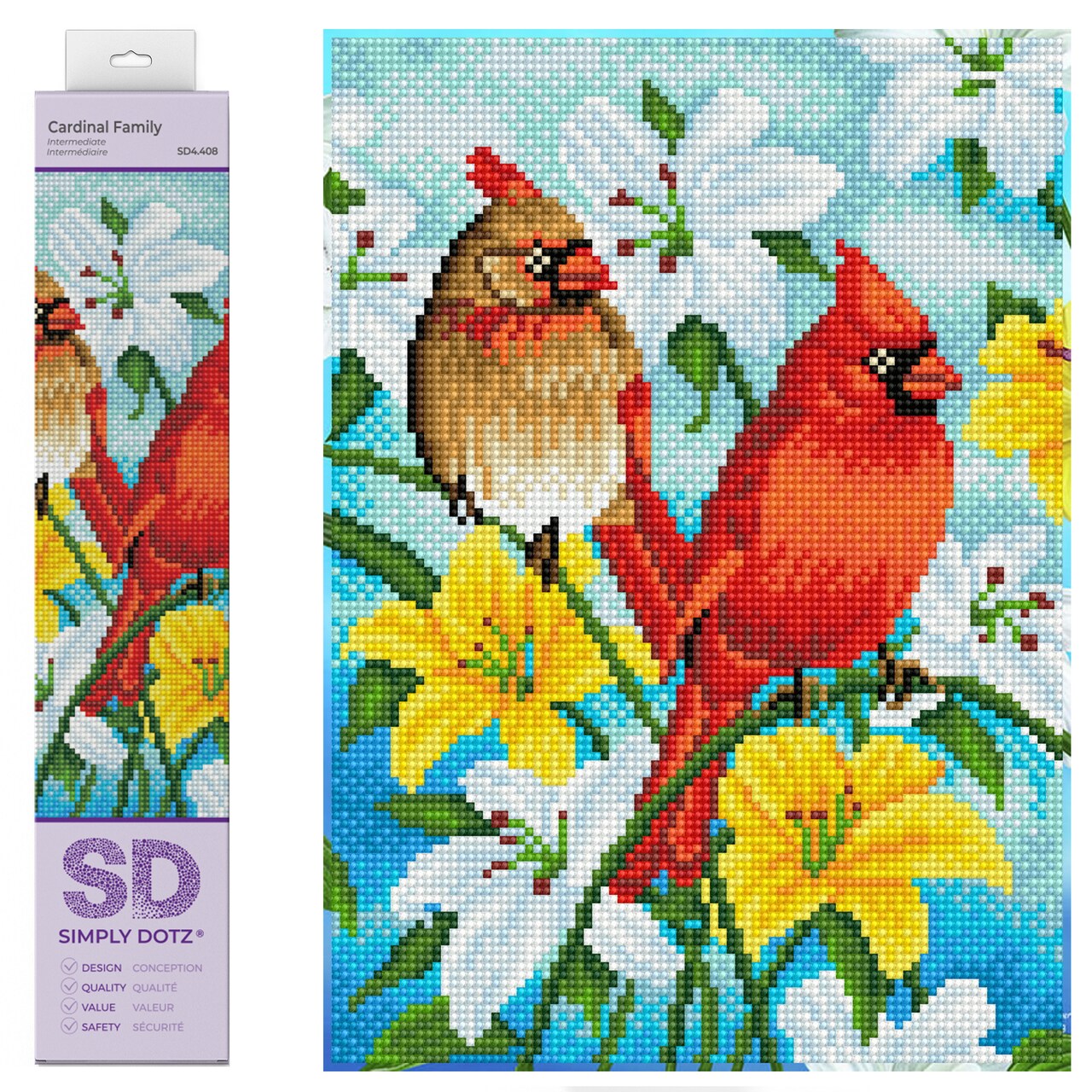 Diamond Dotz Kits - Cardinal Family, Full Drill, Round Dotz, Diamond Painting Kits, Diamond Art Kits for Adults, Diamond Art Cardinals, Diamond Art, Diamond Dotz Kits, 13.8"x9.8"
